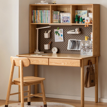 Oak, Beech Solid Wood Children's Ctudy Desk Bookshelf Integrated